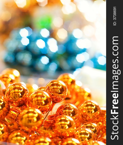 Abstract Christmas background (Shallow DoF, focus on decoration in foreground)