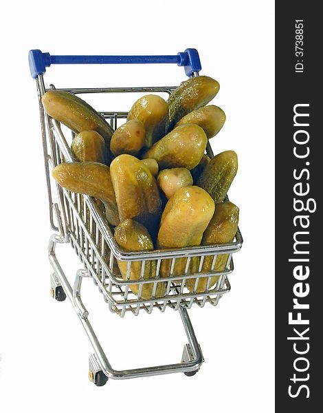 Cucumbers In A Trolley Isolated