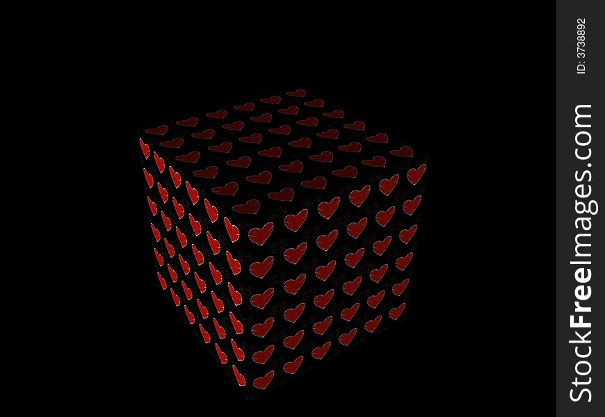 3d cube with hearts