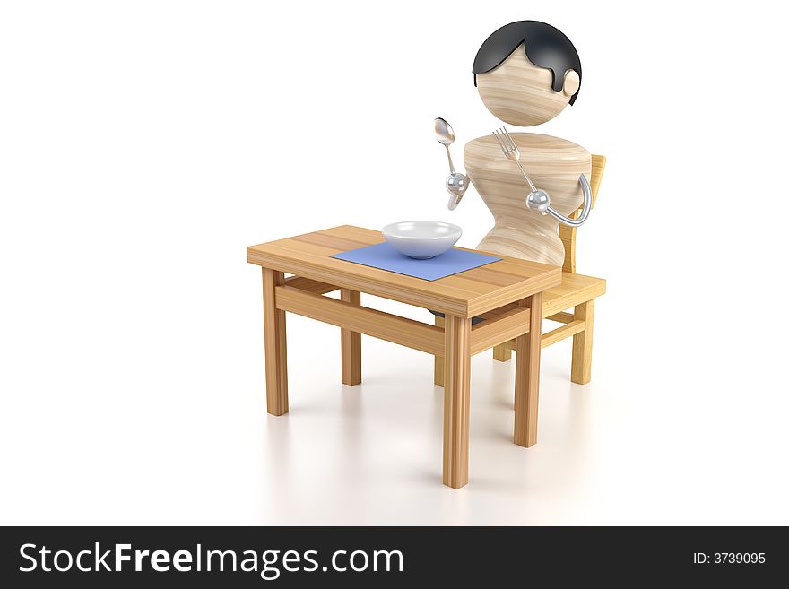 Boy on a kitchen is at a table