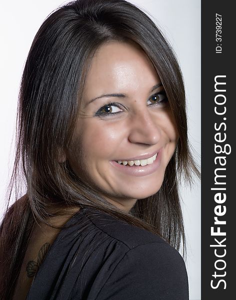 Simple portrait of a nice girl against a white background. Simple portrait of a nice girl against a white background