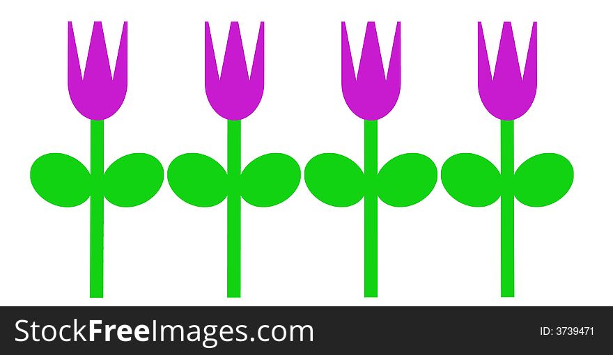 An simple illustration of purple tulips in the spring. An simple illustration of purple tulips in the spring.