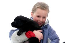 Little Girl With Her Dog Stock Image Little Girl With Her Dog Stock Image