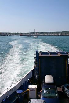 Car Ferry Leaving Port With Sea Royalty Free Stock Photography Car Ferry Leaving Port With Sea Royalty Free Stock Photography