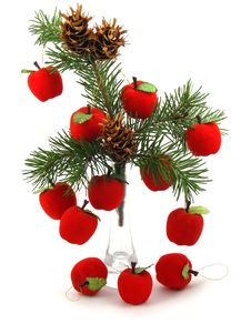 Apples On Christmas Tree Stock Photography Apples On Christmas Tree Stock Photography