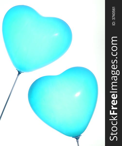 Two blue balloons with a shape of heart. Two blue balloons with a shape of heart