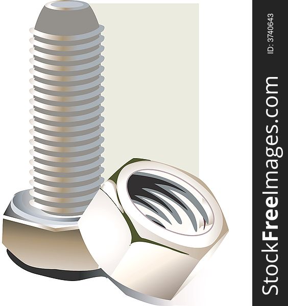 Illustration of  metallic Nut and bolt