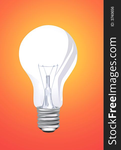 Illustration of electric bulb on red back ground