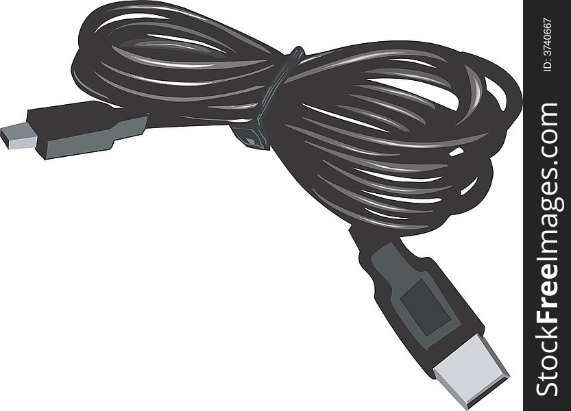 Illustration of data transfer cable using with computer