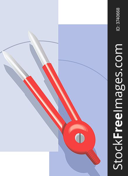 Illustration of Red compass using by architect