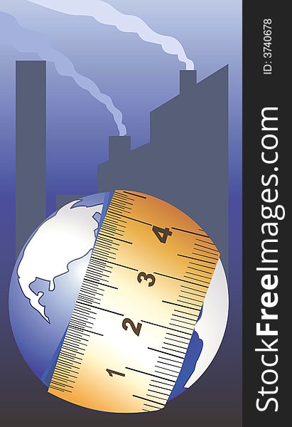 Illustration of measuring the globe with tape