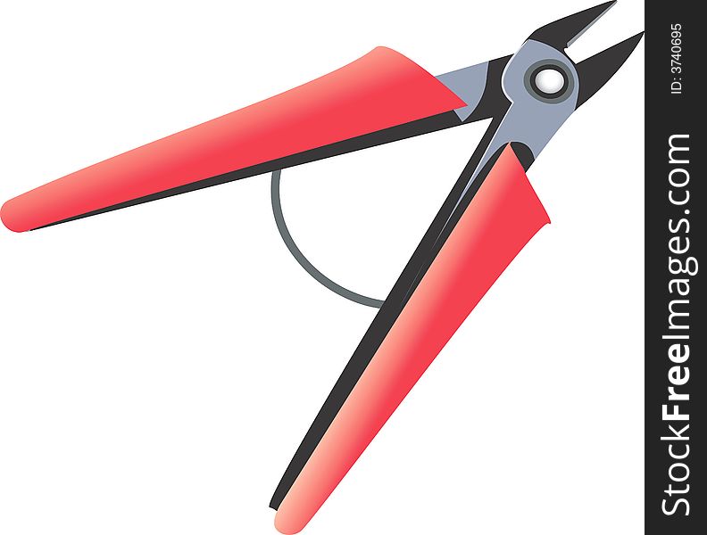 Illustration of wire cutter with red handles