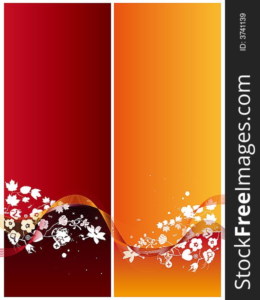Vector floral background with tape