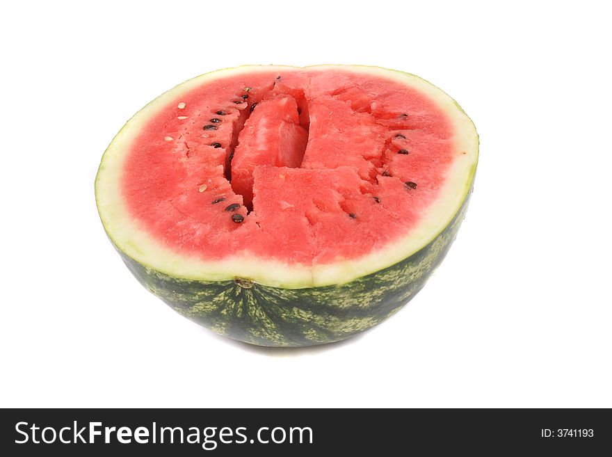 Half of fresh watermelon on the white background