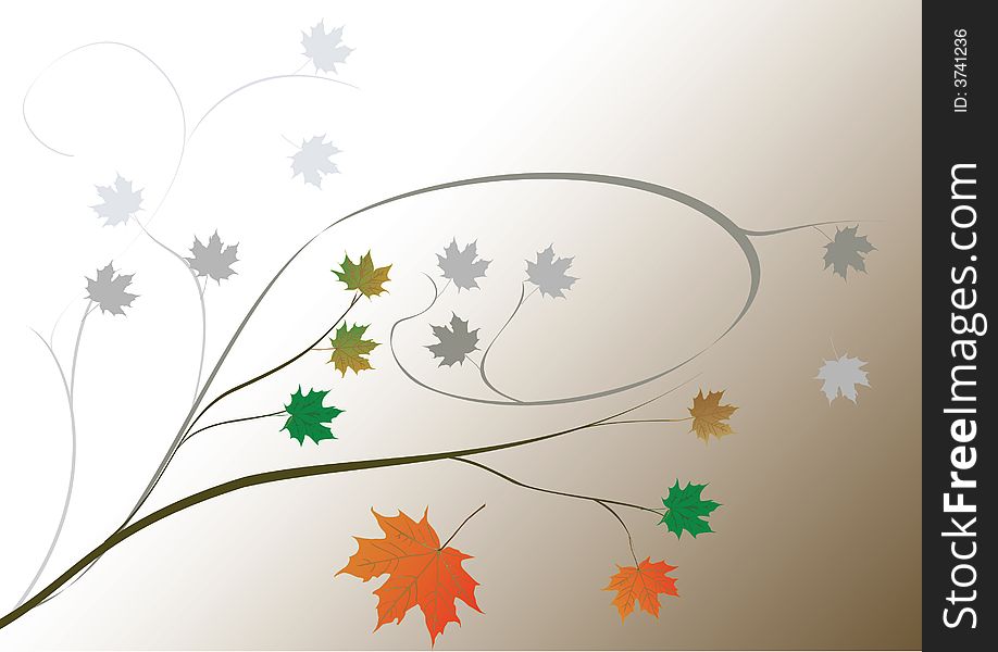 Autumn background illustration with maple leaves