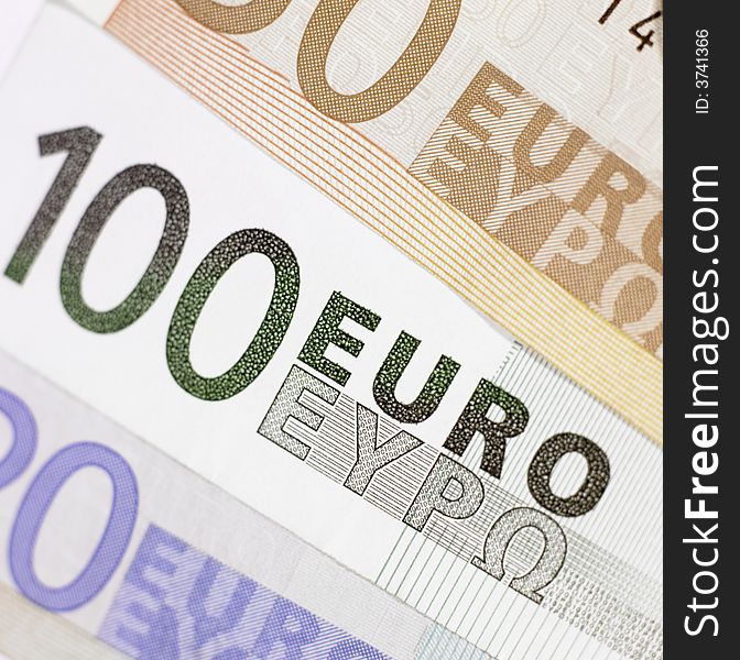 Hundred- fifty- and twenty -euro note. Hundred- fifty- and twenty -euro note