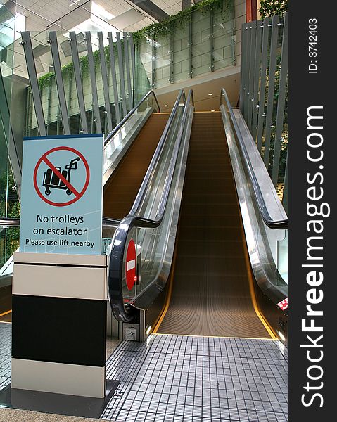 Escalators in Changi airport Singapore