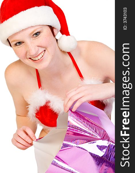 Portrait of a beautifull girl dressed up for christmas. File has a clipping path for your covenience. Portrait of a beautifull girl dressed up for christmas. File has a clipping path for your covenience.
