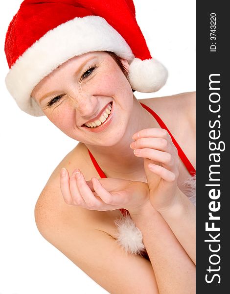 Portrait of a beautiful girl dressed up for Christmas. File has a clipping path for your convenience. Portrait of a beautiful girl dressed up for Christmas. File has a clipping path for your convenience.