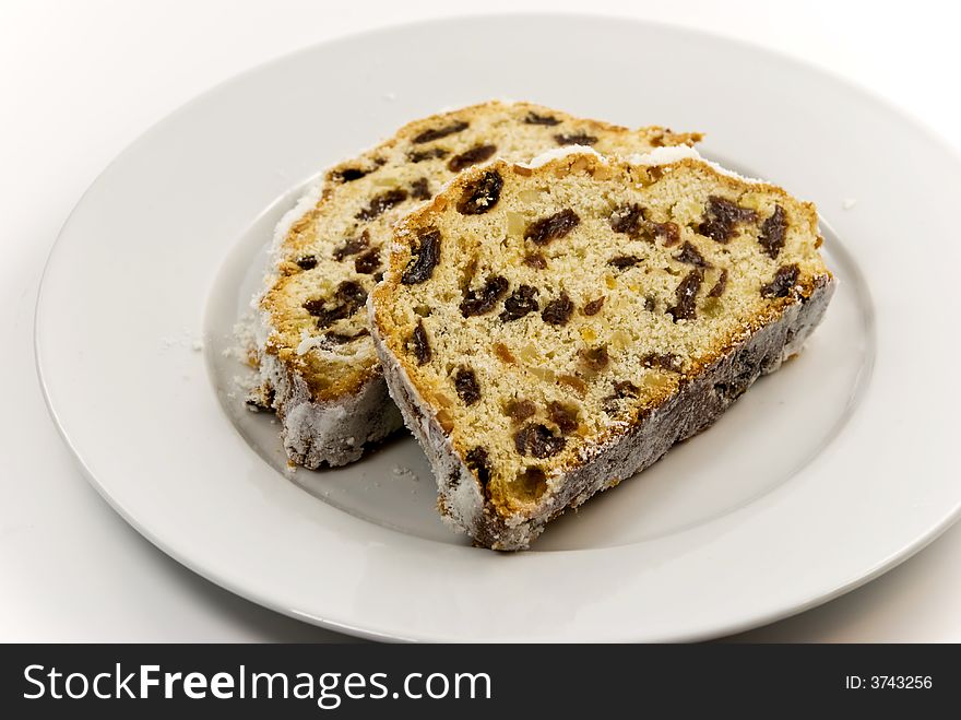 Christmas Stollen Cake On The Plate