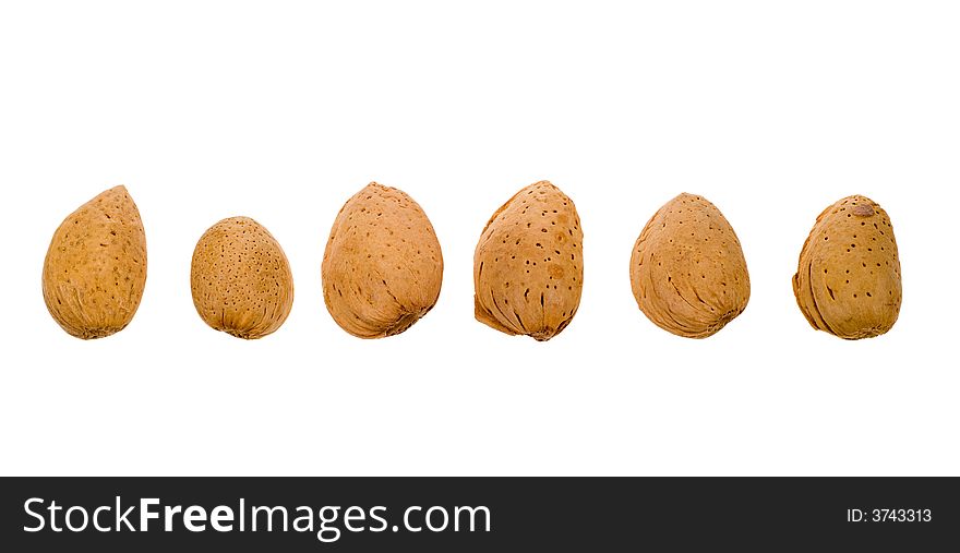 Almonds in shell isolated on a white background