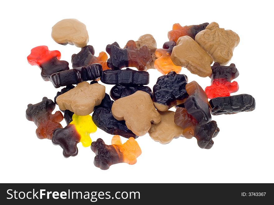 Colorful liquorice candy isolated on a white background