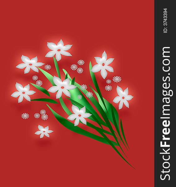White 3d flower bouquet on solid background. White 3d flower bouquet on solid background