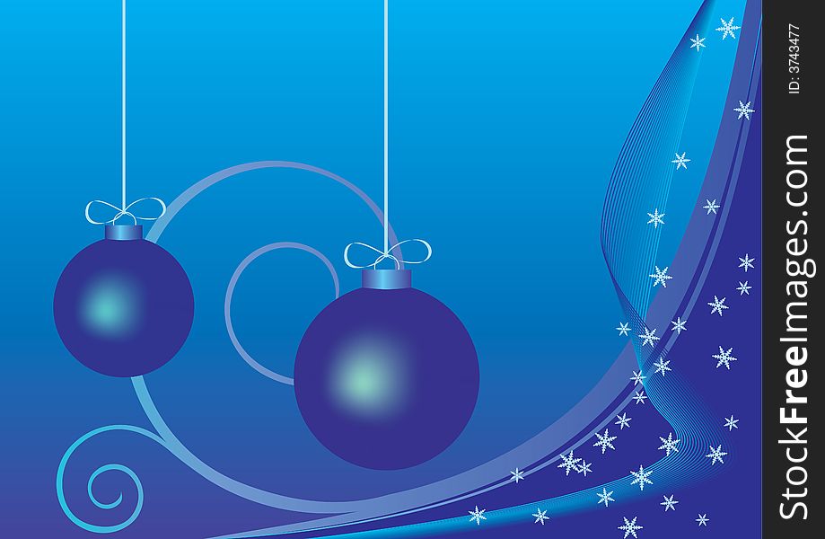 Blue christmas background with two balls