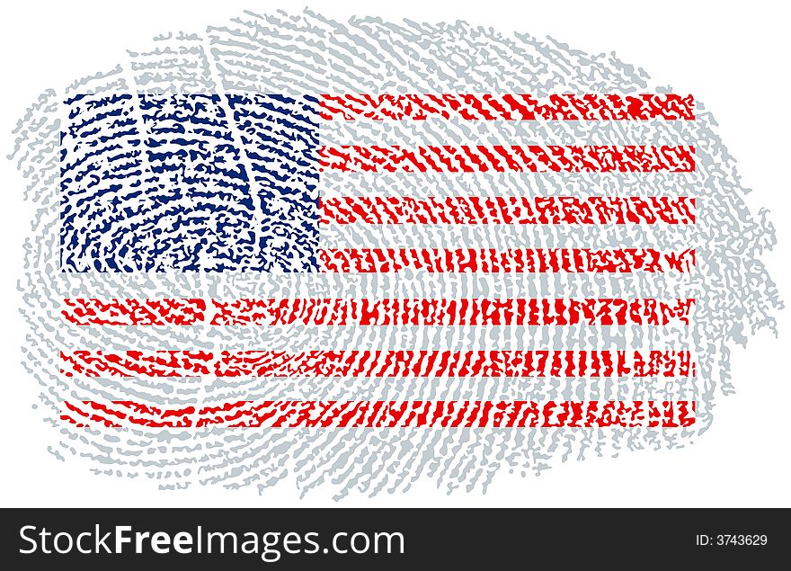 American Flag within a fingerprint. American Flag within a fingerprint