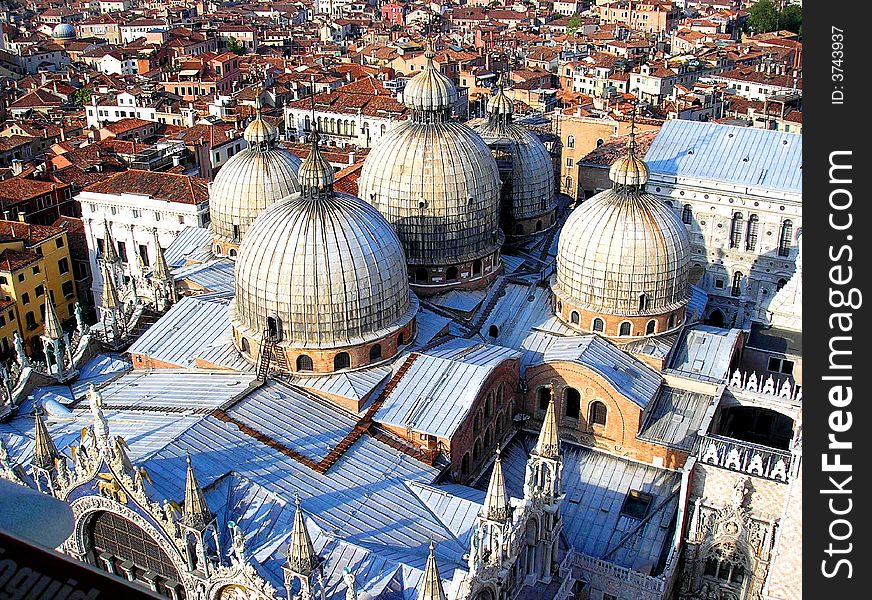 Looking down on Saint Mark\'s Basillica, Venice. Looking down on Saint Mark\'s Basillica, Venice.