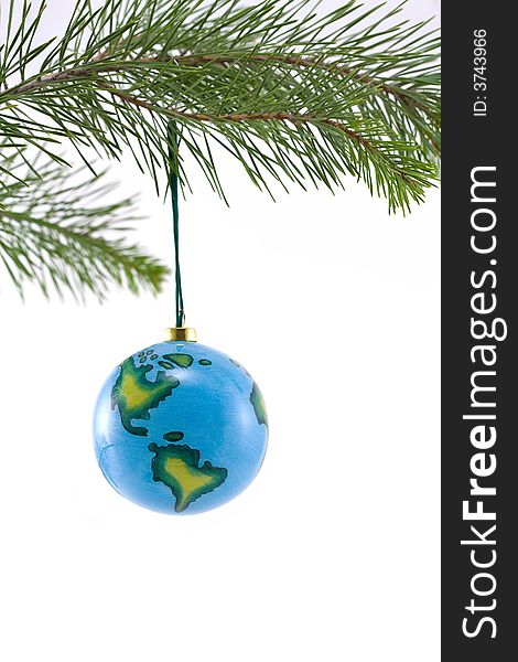 Globe Christmas Ornament Showing North And South A