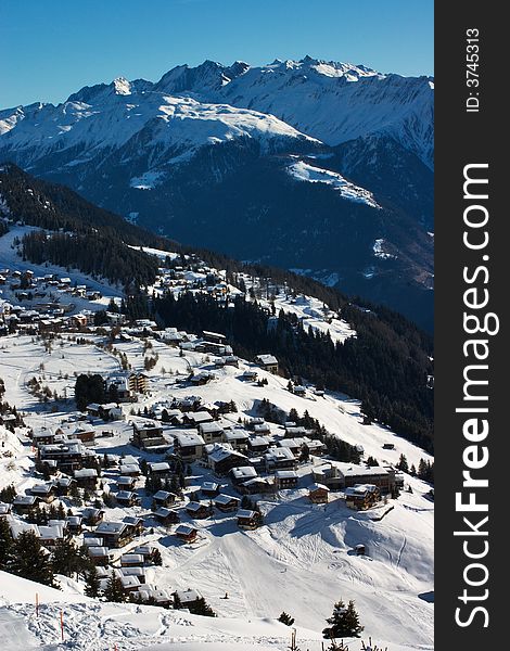 Riederalp Village In Swiss Alps