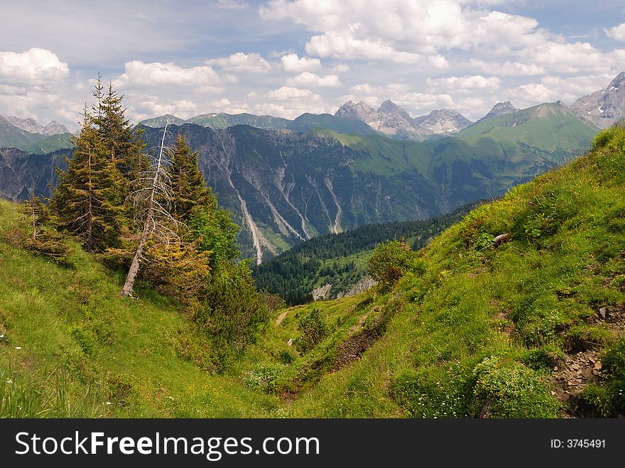 Mountain landscape in the alps at summer