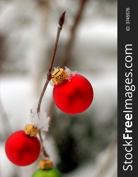 Red Ornament with Snow Flakes