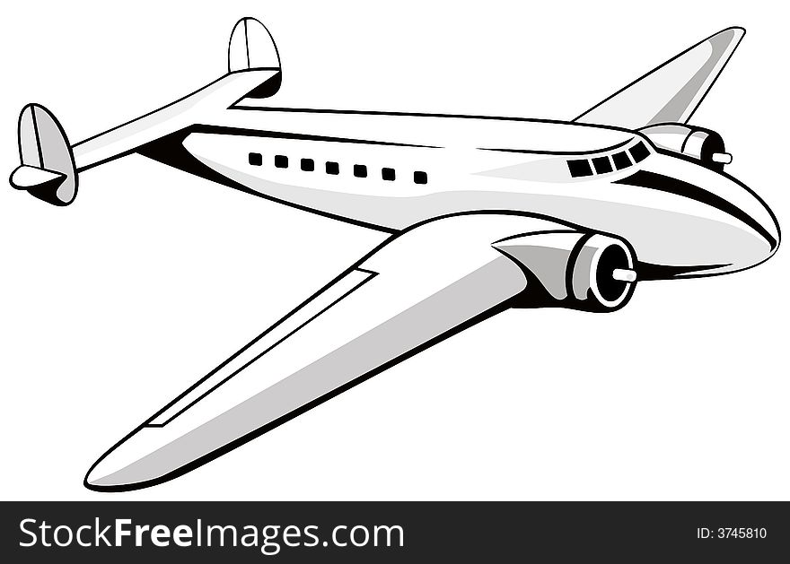 Vector art of a Propeller airplane twin engine