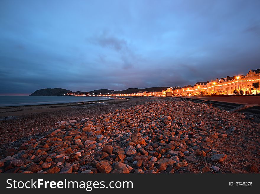 Pebbled beach at dawn, Llandudno, Wales. Pebbled beach at dawn, Llandudno, Wales