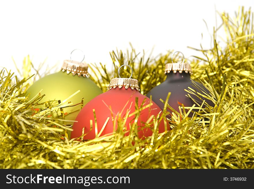 Colorful ornaments isolated against white background