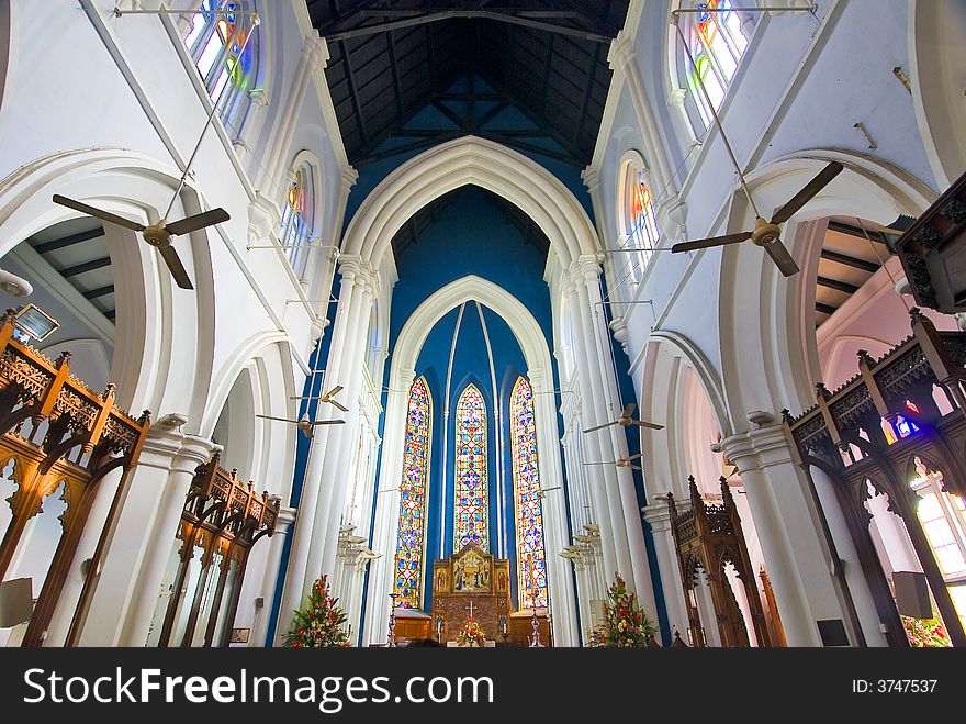 An indoor view of a church. An indoor view of a church