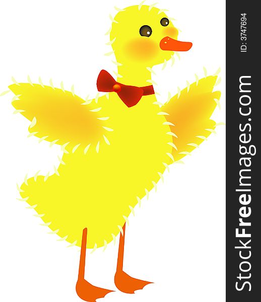 Vector illustration for a ducky with a bow tie, fun and cute