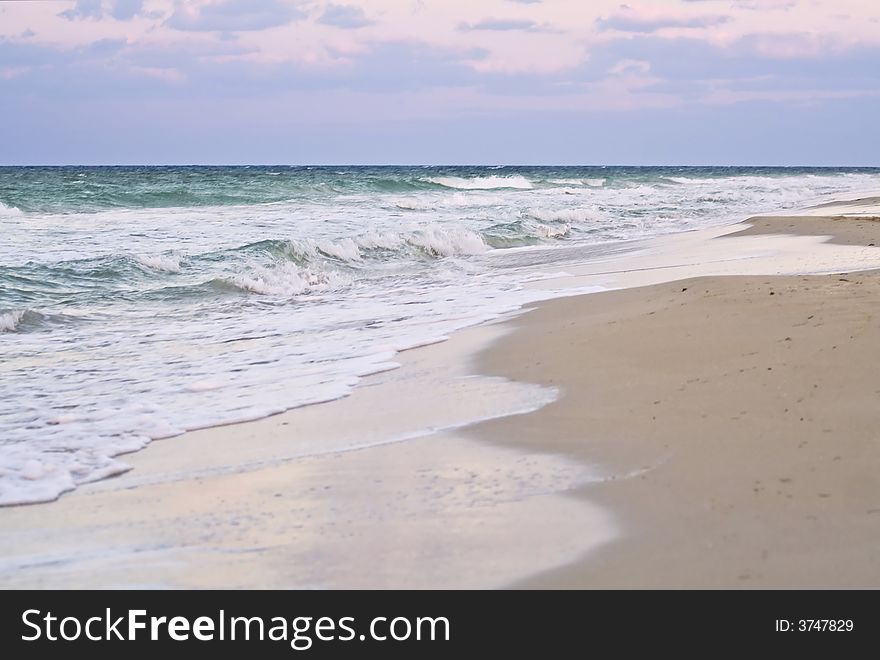 Tropical holidays beach, wave, blue sky