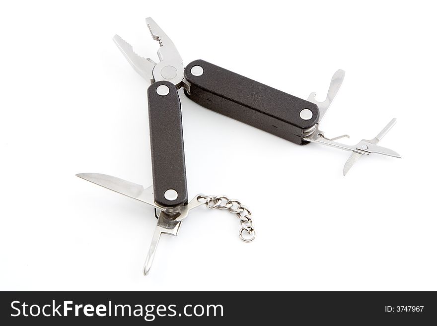 Black knife and tolls pliers