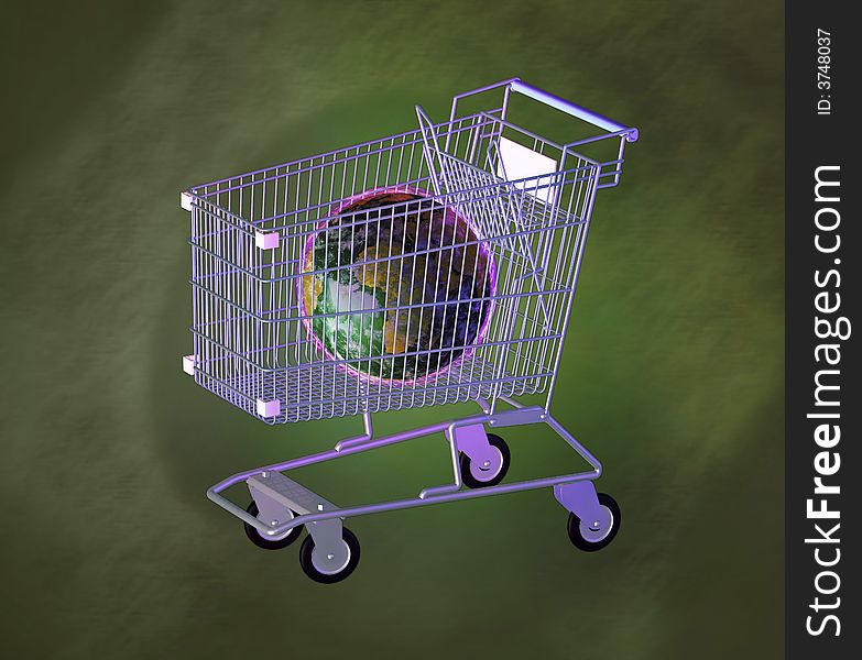 Shopping cart 3d concept illustration