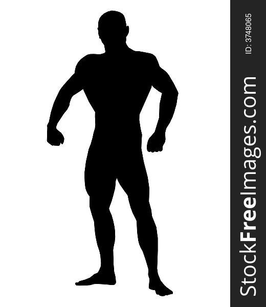 Body building champion pose silhouette