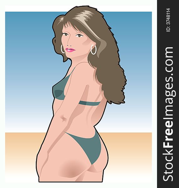 Woman on the beach wearing a bathing suit. Woman on the beach wearing a bathing suit.