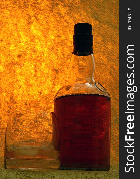 Single Malt Whiskey in glass and bottle