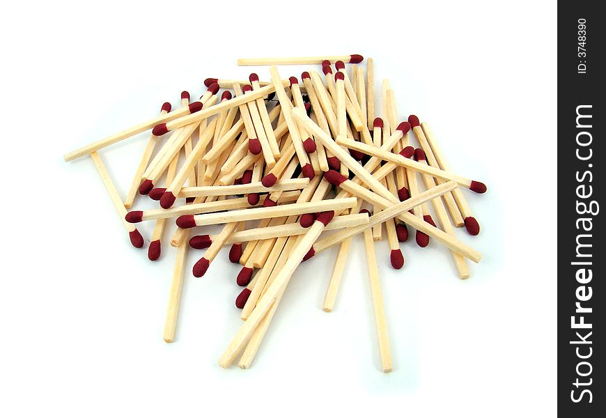 A pile of matches in various positions.