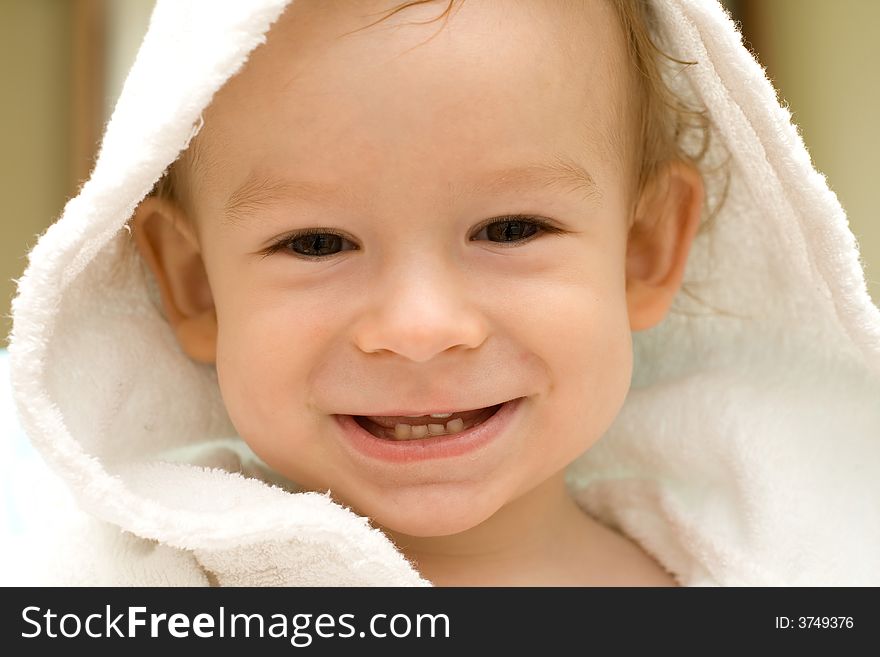 Child in dressing gown smile. Child in dressing gown smile