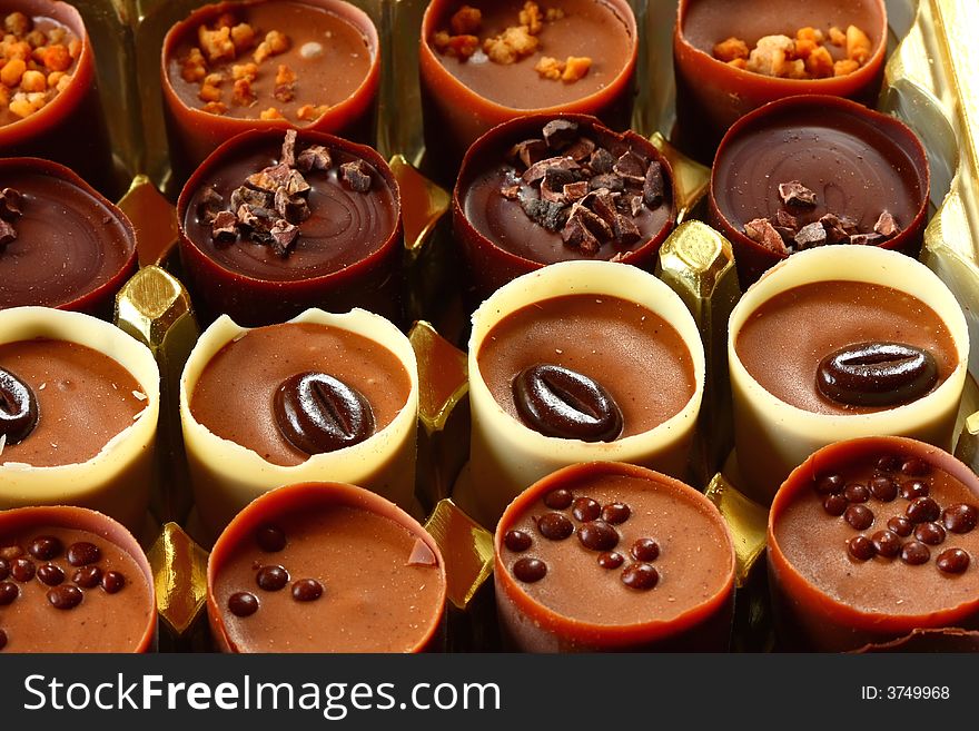 Close up of chocolate cups