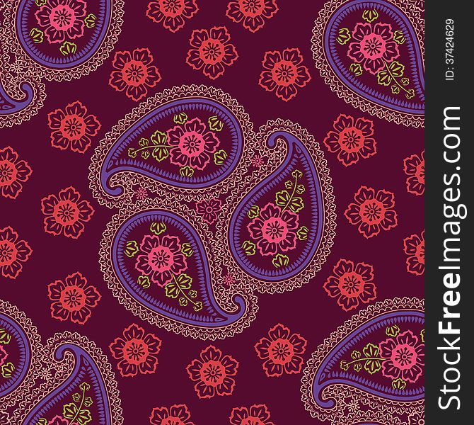 Paisley Fabric Seamless Vector Pattern. Orient Orn