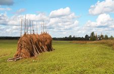A Hayfield With A Haystack In The North Of Russia Royalty Free Stock Images A Hayfield With A Haystack In The North Of Russia Royalty Free Stock Images